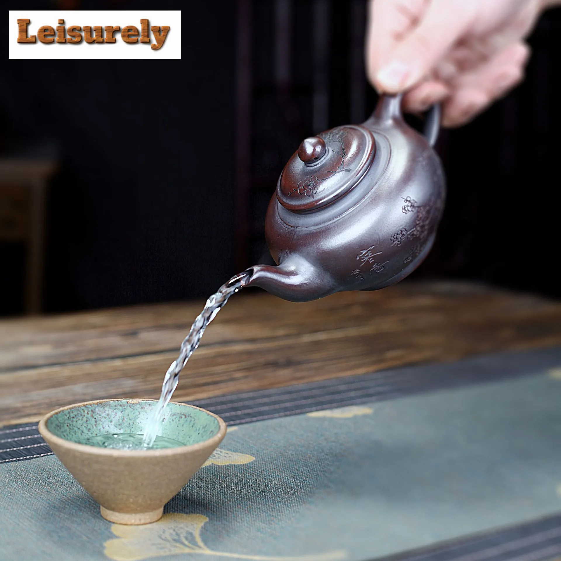 290ml Boutique Yixing Purple Clay Teapots Handmade Laughing Sakura Pot Raw Ore Antique Red Mud Tea Brewing Kettle Zisha Tea Set