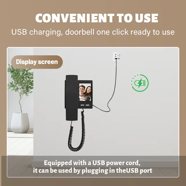 2.4Ghz Wireless Video Intercom Doorbell Camera with 3.5'' IPS Screen 2-Way Audio Video Recording Home Door Bell Video Doorphone 4
