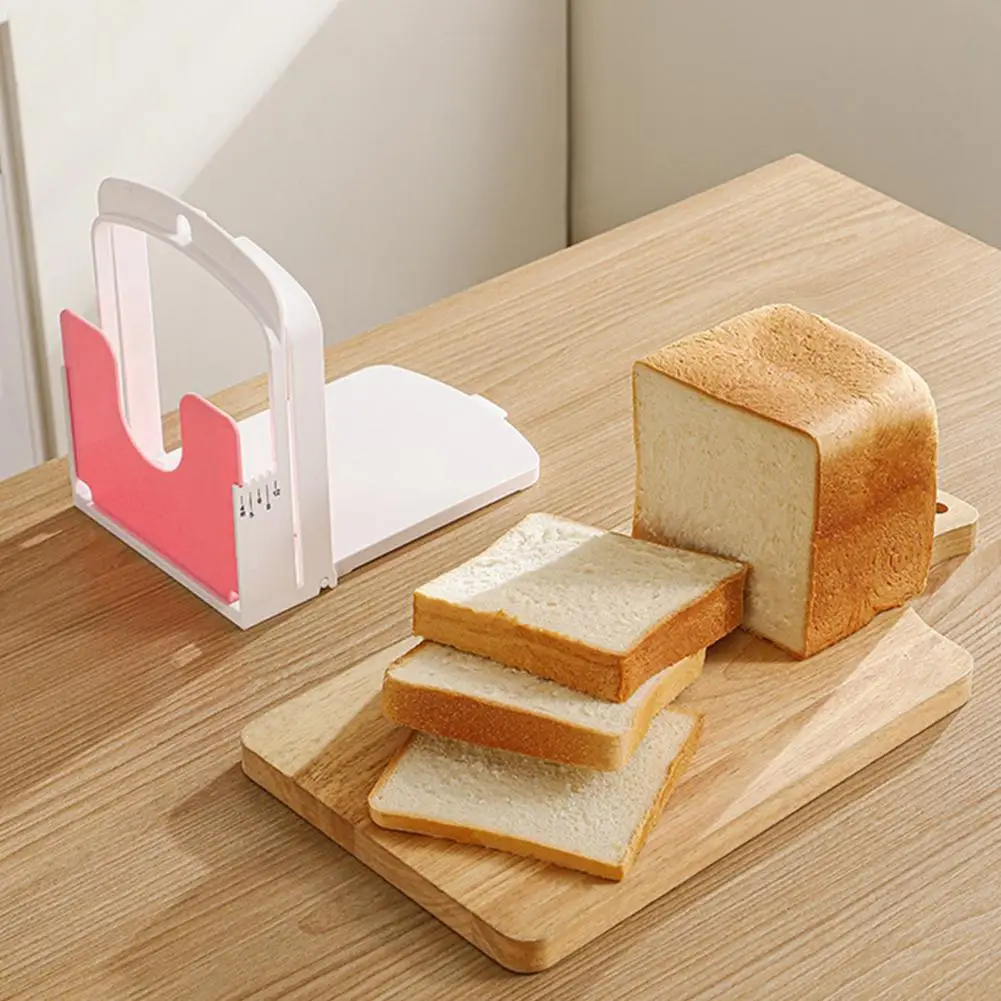 Foldable Bread Slicer Adjustable Bread Slicer Guide for Homemade Breads Cakes Foldable Cutting Tool with Crumb Tray for Precise