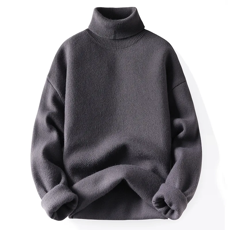 

2023 New Winter Men Warm Pullover High Quality Slim Solid color thickened high collar Korean men's sweater
