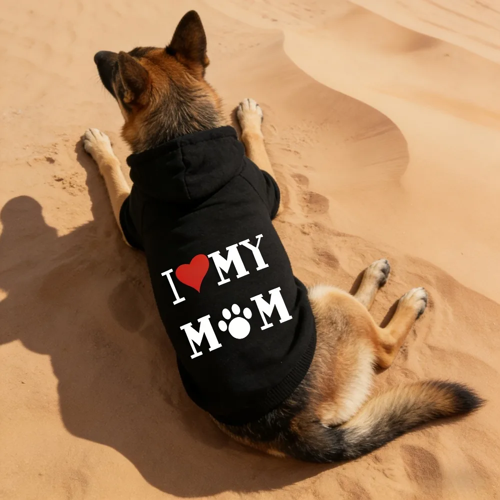 I Love My Mom 애완동물용 스웨트셔츠, 일년 내내 착용 가능, 눈길을 사로잡는 프린트 안감, 애완주인의 홈웨어, 산책 및 짧은 여행용