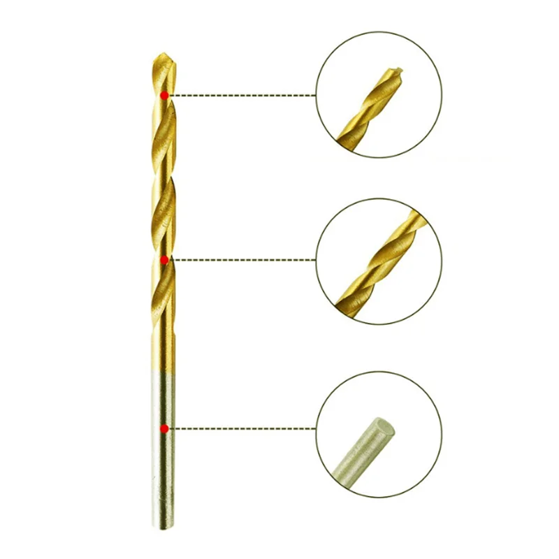 50pcs titanium plated twist drill HSS micro open hole straight handle twist drill 1-3mm electric punch bit set