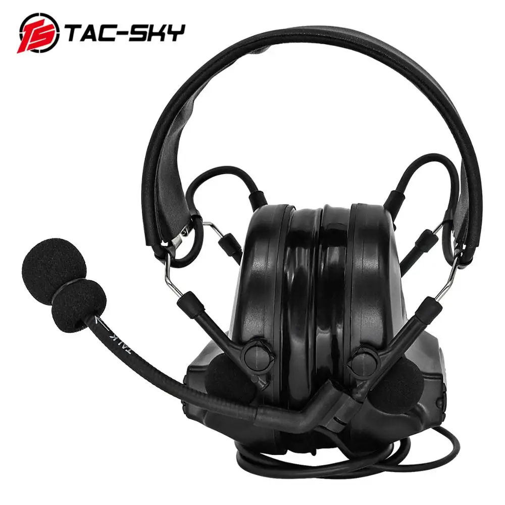TS TAC-SKY Tactical Airsoft Headset COMTAC II Silicone Earmuffs Tactical Headset for Hunting Sports, CS Real Life Games