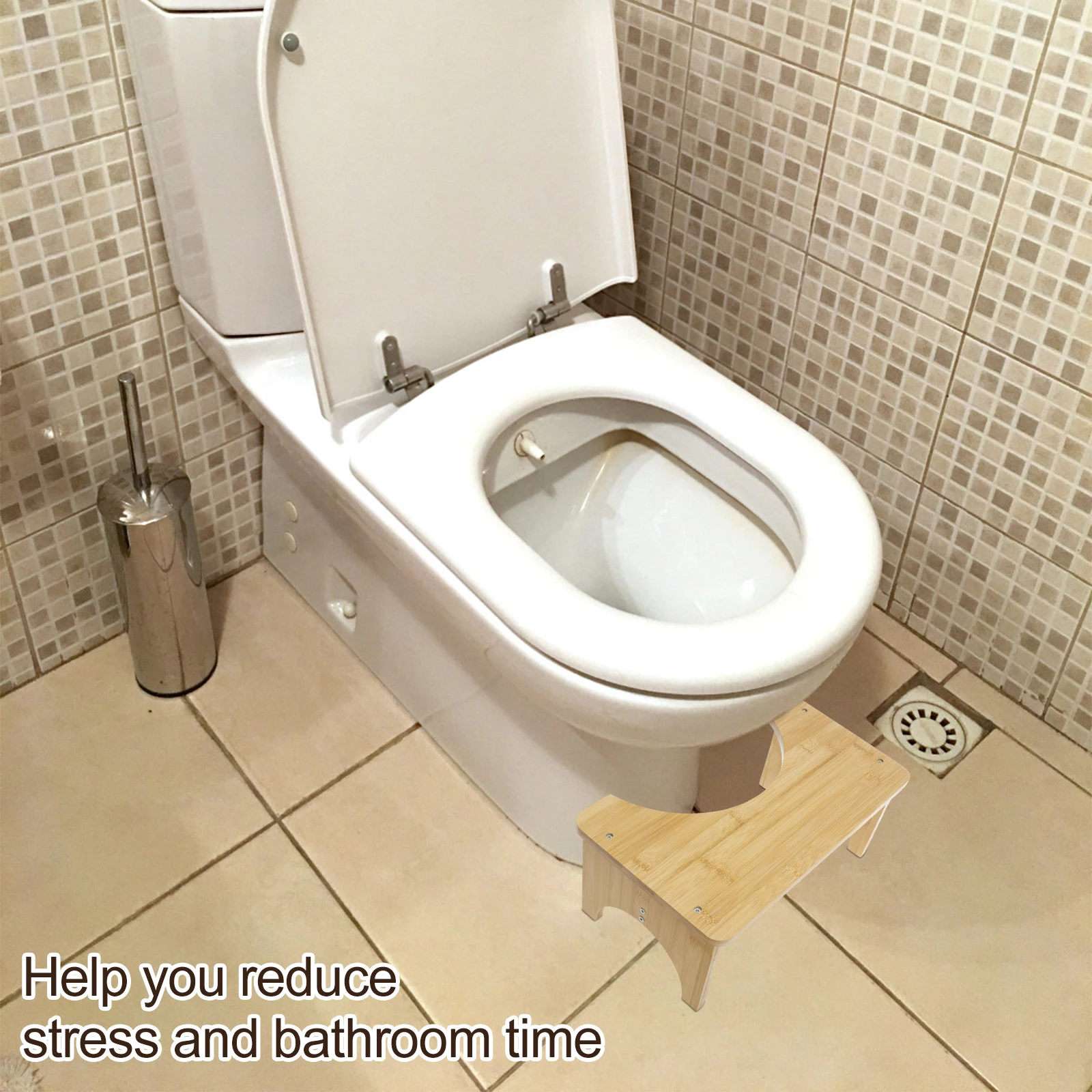 Wooden Toilet Stool Anti Slip Bathroom Helper