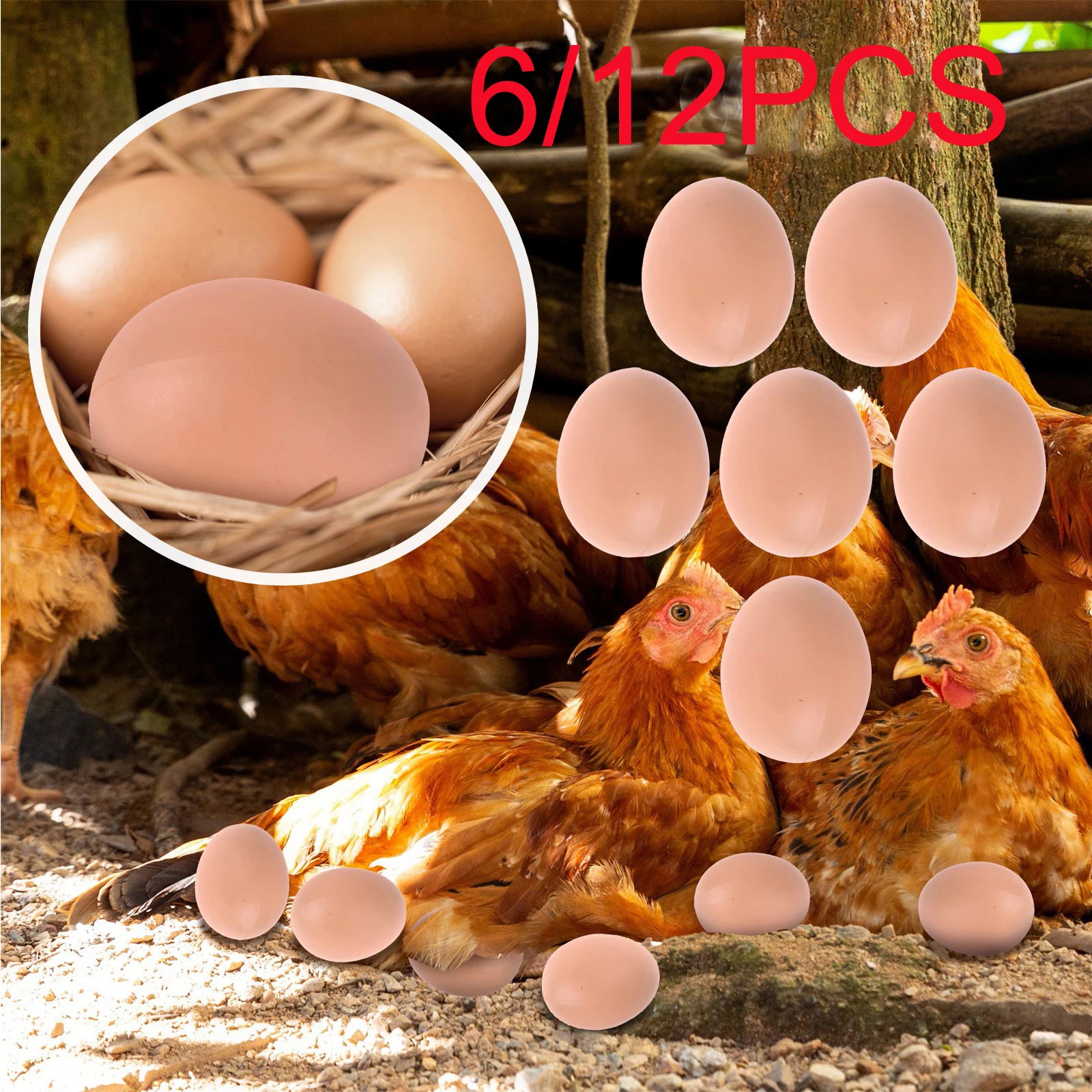 Plastic Eggs 6/12Pcs Chicken House Small Fake Farm Animal Supplies Cages Accessories Guide Chicken Nest Egg Painting