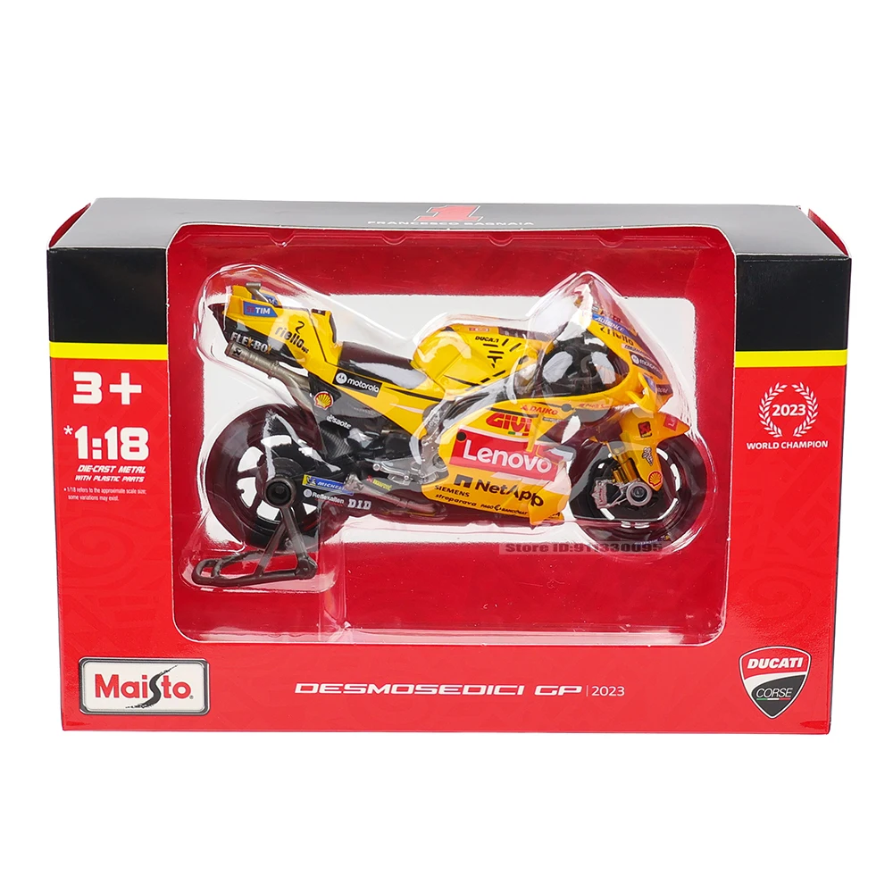 마이스토 1:18 2023 두카티 레노버 팀  1 Bagnaia 챔피언 드라이버 Moto GP 레이싱 주조 합금 오토바이 모델 컬렉션 선물 장난감