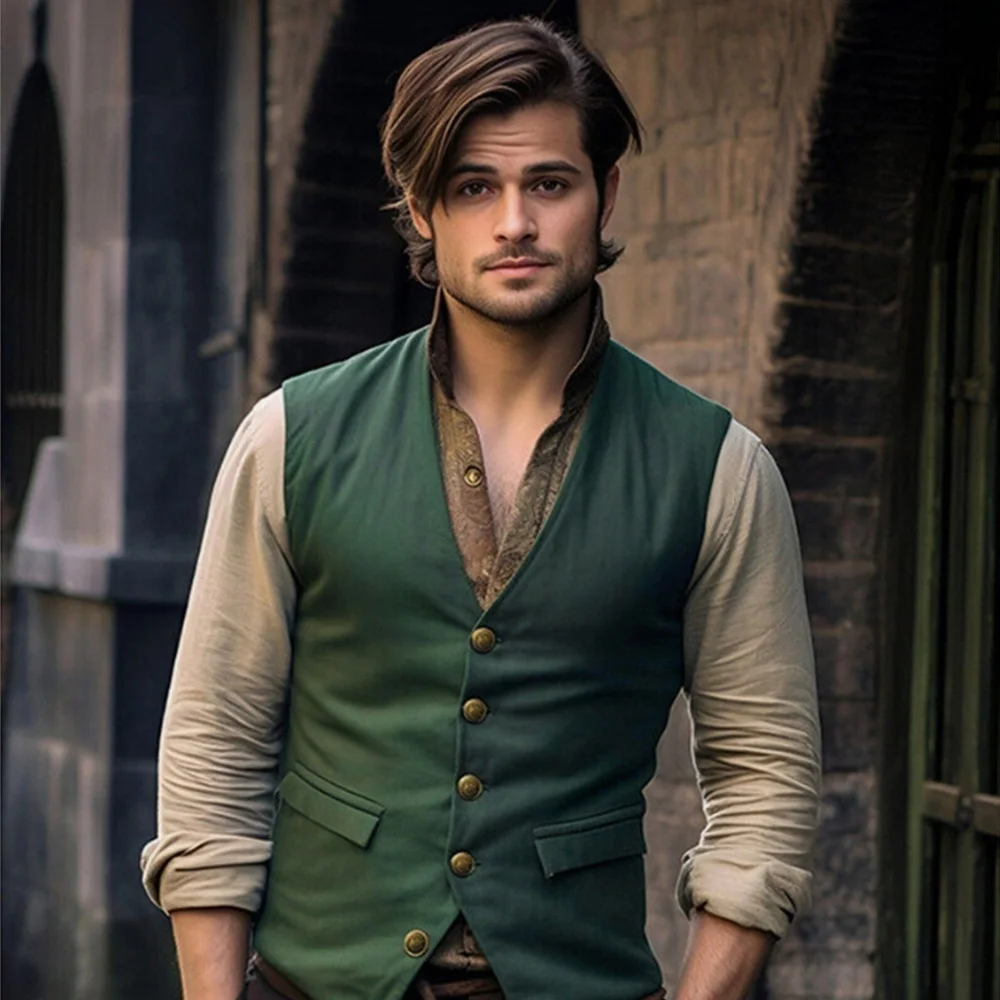 Cotton Vest For Men Formal Suit Male Jackets Work Wear Steampunk Men's Clothing Suits Gilet Casual Party Waistcoat  Weste