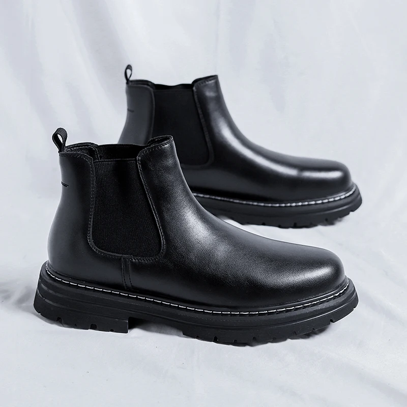 

Роскошные Брендовые повседневные кожаные мужские ботинки, новые уличные ботинки челси, классические дизайнерские официальные ботильоны с высоким берцем, мужская повседневная обувь