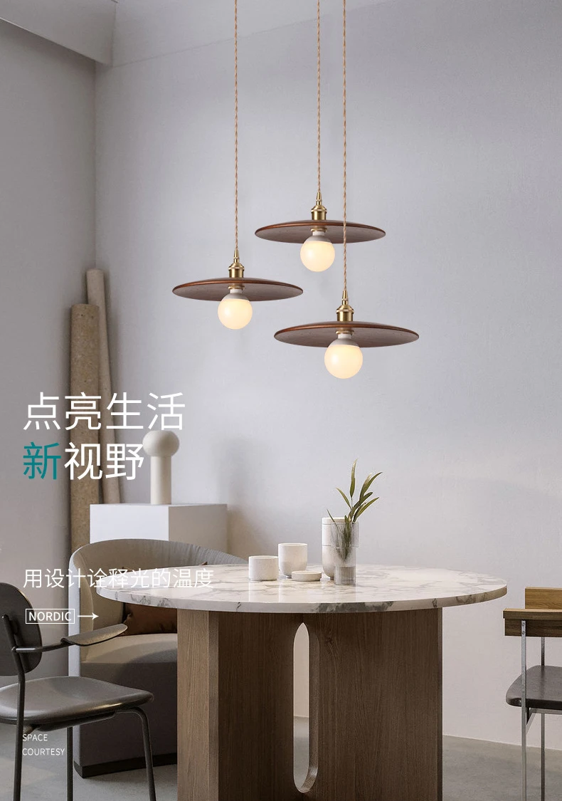 Nordic Solid Wood Pendant Light Bedside Dining Table Art Decorative Log Lamps Creative Restaurant Bar Tea Room Hanging Light E27