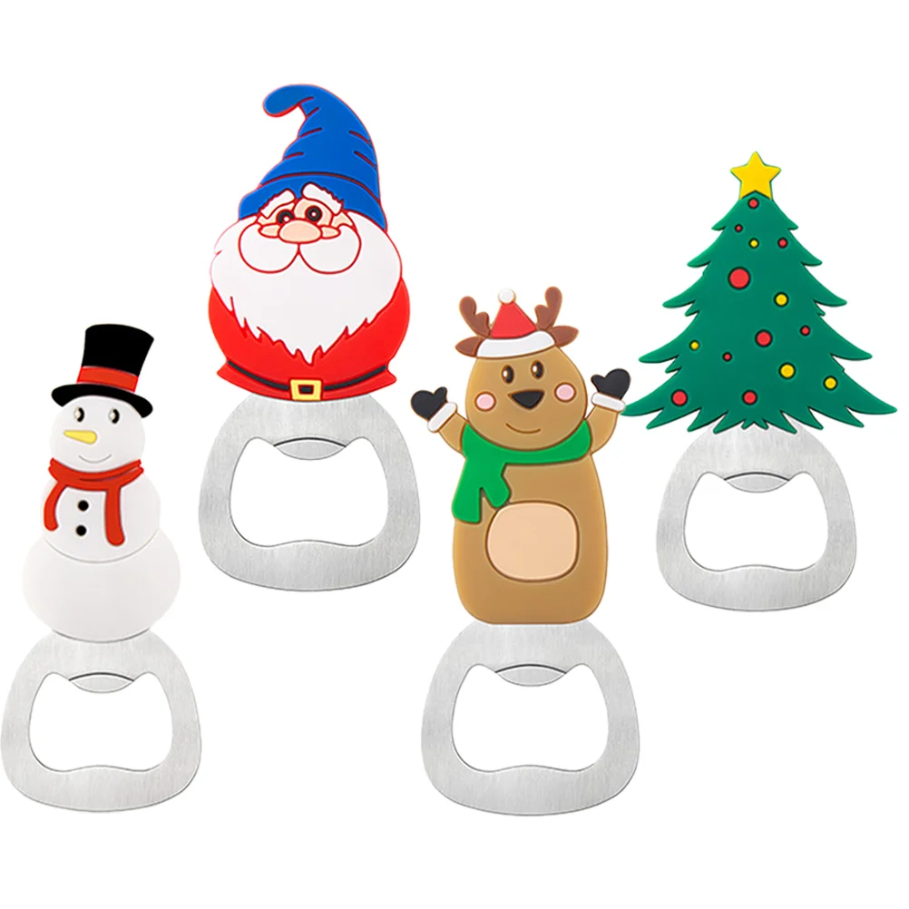 

Christmas Can Opener Bottle Opener Stainless Steel Beer Starter Multifunctional Refrigerator Magnet Kitchen Gadget Tool