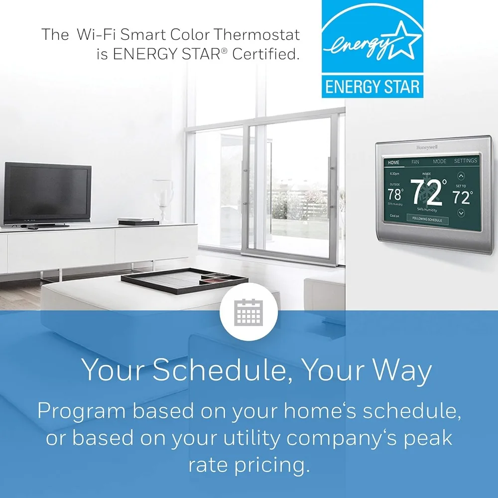 Home RTH9585WF1004 Wi-Fi Smart Color Thermostat, 7 Day Programmable, Touch Screen, Energy Star, Alexa Ready 5