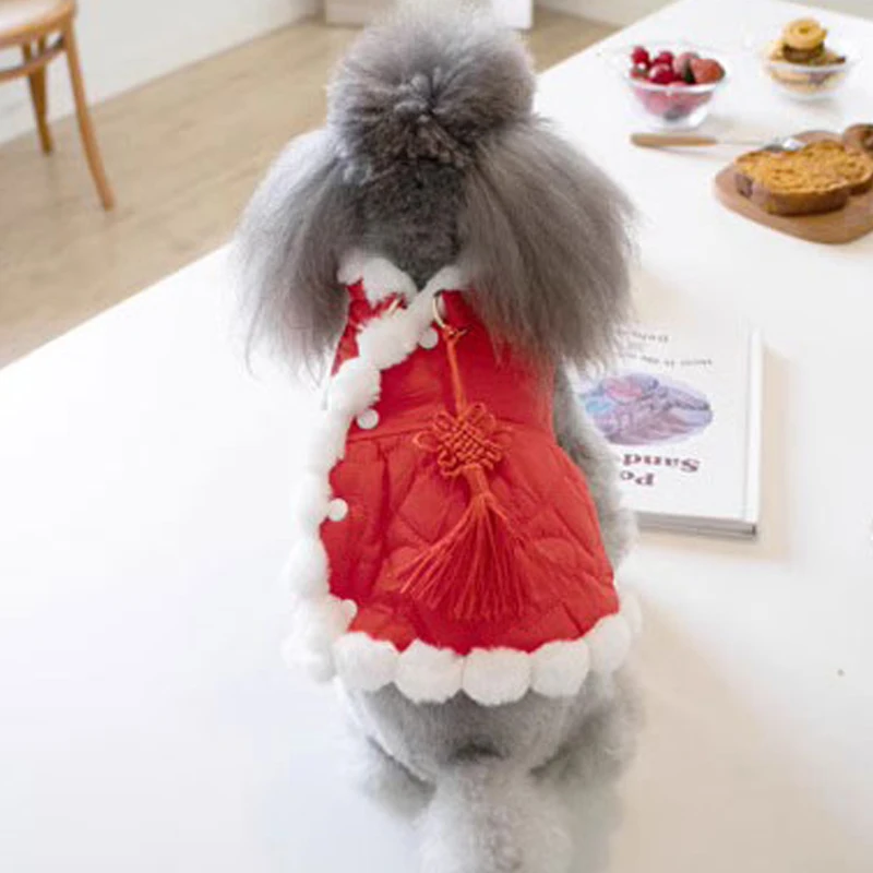 

Cat Puppy Dress Coat New Year Pet Clothes Poodle Yorkshire Pomeranian Maltese Shih Tzu Bichon Small Dog Clothing Dog Costume