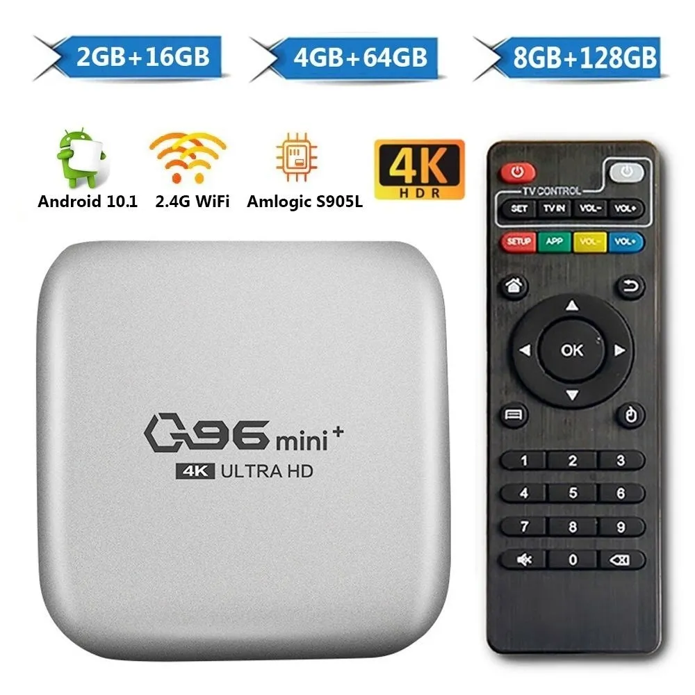 2023 New 8GB+128GB H.265 Media Player Q96 Mini Plus Smart TV Box Android 10.1 Amlogic S905L Quad Core 2.4G WIFI 4K Set Top Box t95 tv box 2023 android 10 iptv 8gb 128gb allwinner h616 quad core support 6k 3d h 265 4g 5g dual wifi bt 5 0 smart top box