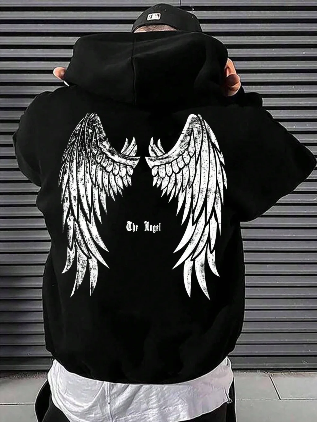 Men's Gothic Angel Wings Embroidered Knit Sweater