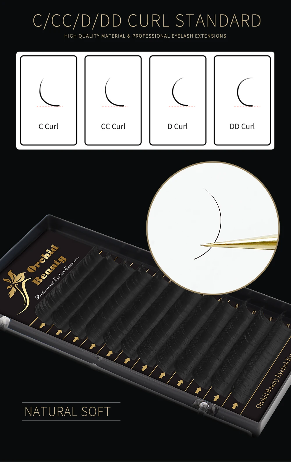 Description Picture 6 of itemOrchid Beauty Dark Black Color False Eyelash Eyelash Extensions Premium Mink Lashes Mega Volume Eyelashes