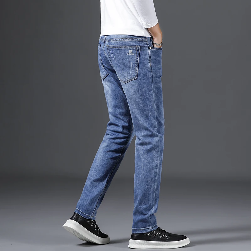 biker jeans Four Seasons Jeans Men's Slim Business Casual Straight Loose Long Pants 2022 Autumn Versatile Trend cargo jeans