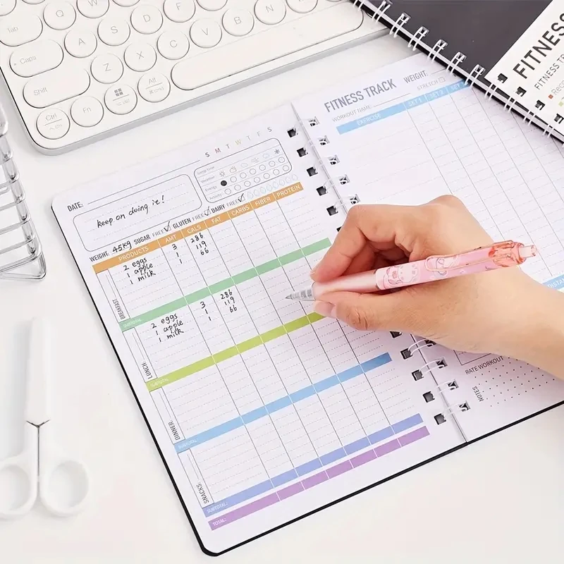 Daily Exercise & Nutrition Planner - Fitness Journal Spiral Notebook