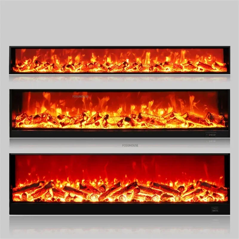 ตู้วางทีวีในห้องนั่งเล่นแบบวิลล่า พร้อมเตาผิงไฟฟ้าแบบฝังในตัว ปรับแต่งได้ ให้ความร้อนด้วยเปลวไฟจำลอง ใช้เป็นตู้ตกแต่ง 1