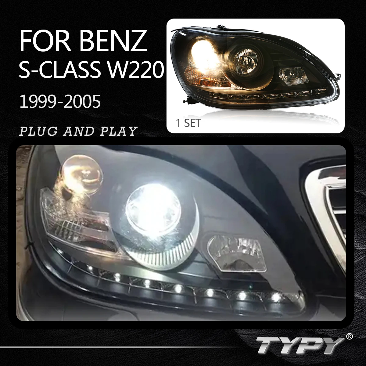 

Car Head Lamp Modified LED Head Lights Front Lamp For Mercedes-Benz S Class W220 1999-2001 2002-2005