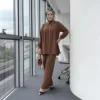 2PCS Eid Muslim Sets for Women Beads Shirt and Pants Arab Tops Trousers Ramadan Abaya Outfits Ensembles Islam Clothing Tracksuit