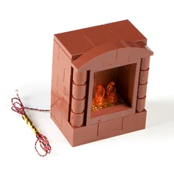 LED Light - Up Barbecue Table with Dynamic Flame Effect - Building Blocks Garden Toy (Black)