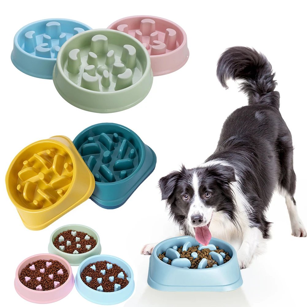 

Pet Slower Eating Dishes Dogs Cats Slow Feeder Puzzle Bowls Puppy Kitten Feeding Bowls Eat Slow Dog Bowl Anti-Gulping Food Plate