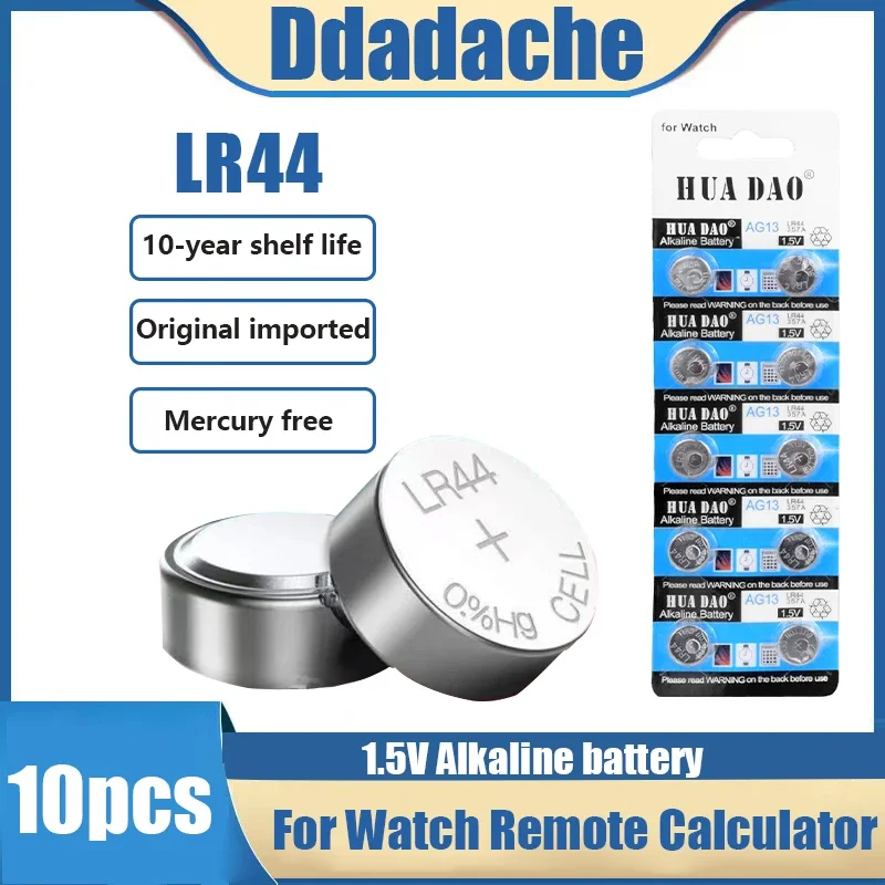 

10 шт./партия, щелочные батареи LR44 A76 LR 44 AG13 LR1154 SR1154 SR44 SR44SW SR44W GP76 1,5 В для калькулятора, игрушечных часов