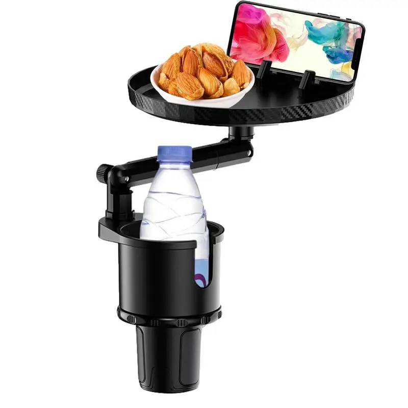 

Car Cup Holder Tray Adjustable Car Snack Tray With Phone Slot Food Drink Phone Snack Tray With 360-degree Rotation Car