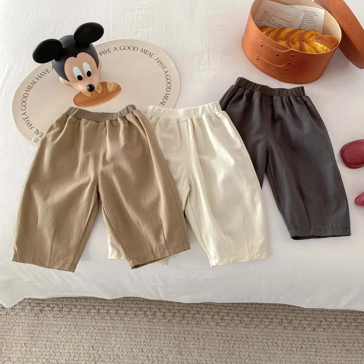 Korean Spring Autumn Baby Boys Pants Cotton Solid Versatile 0-2 Years Infant Boys Trousers Toddler Cargo Pants