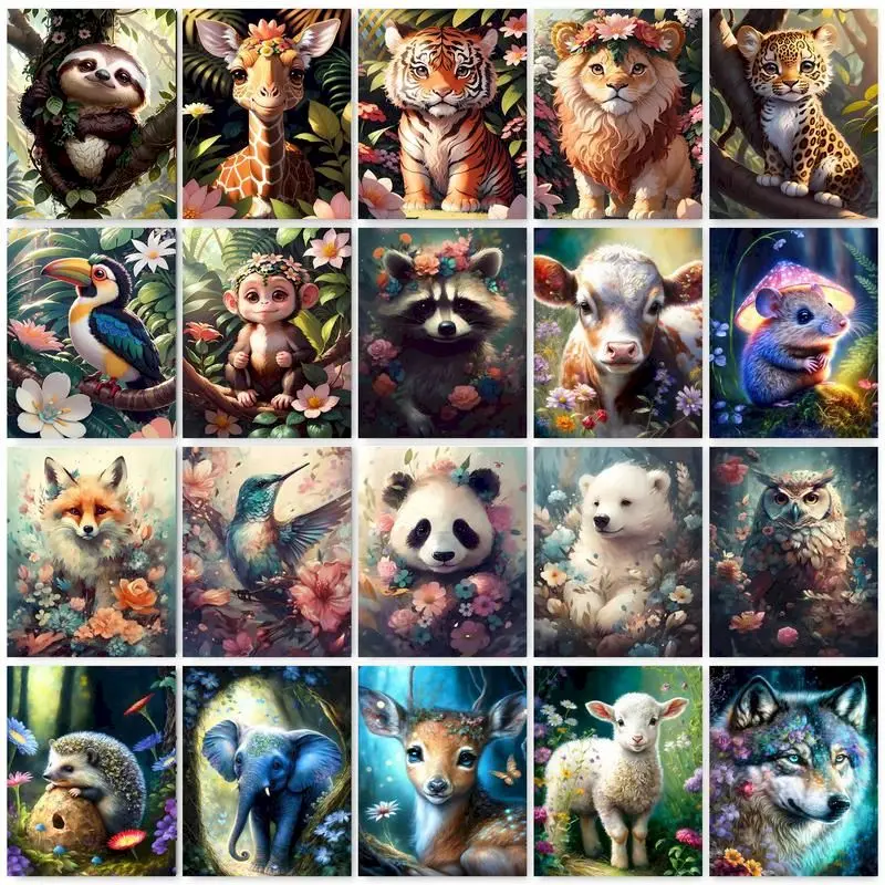 GATYZTORY DIY Frame Painting By Numbers Forest Animal DIY Paint by numbers On Canvas Home Decor Digital Painting