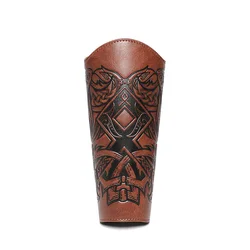 Medieval PU Leather Gauntlet Wristband and Arm Bracers for Halloween Warrior Knight Costumes (05)