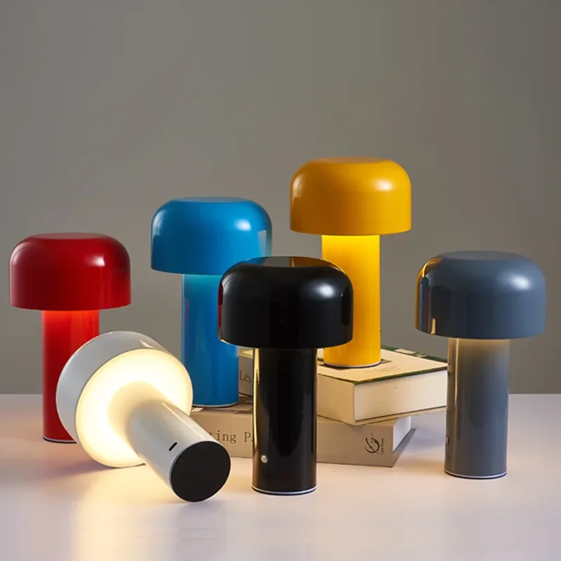 

Mushroom Table Lamp Portable Night Light Cordless Touch Rechargeable Decor Lamp USB Bedside Lamp Nordic Creative Desktop Lamp