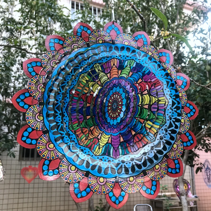 Large Wind Spinners Outdoor Garden Hanging Ornaments Kinetic Metal Sculpture Spinner Chimes Mandala Yard Decoration Luxury Gift 2
