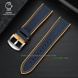 Universal Metal Buckle Watch Band - Premium Nylon & Silicone Sport Wristband - 22mm (Blue Yellow)