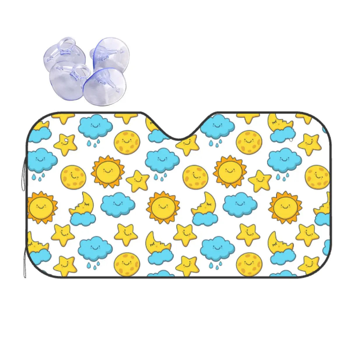 

Retor Sun Moon Cool Windshield Sunshade Cloud Polyester Car Front Window Visor 70x130cm Car Sunshade Car-covers