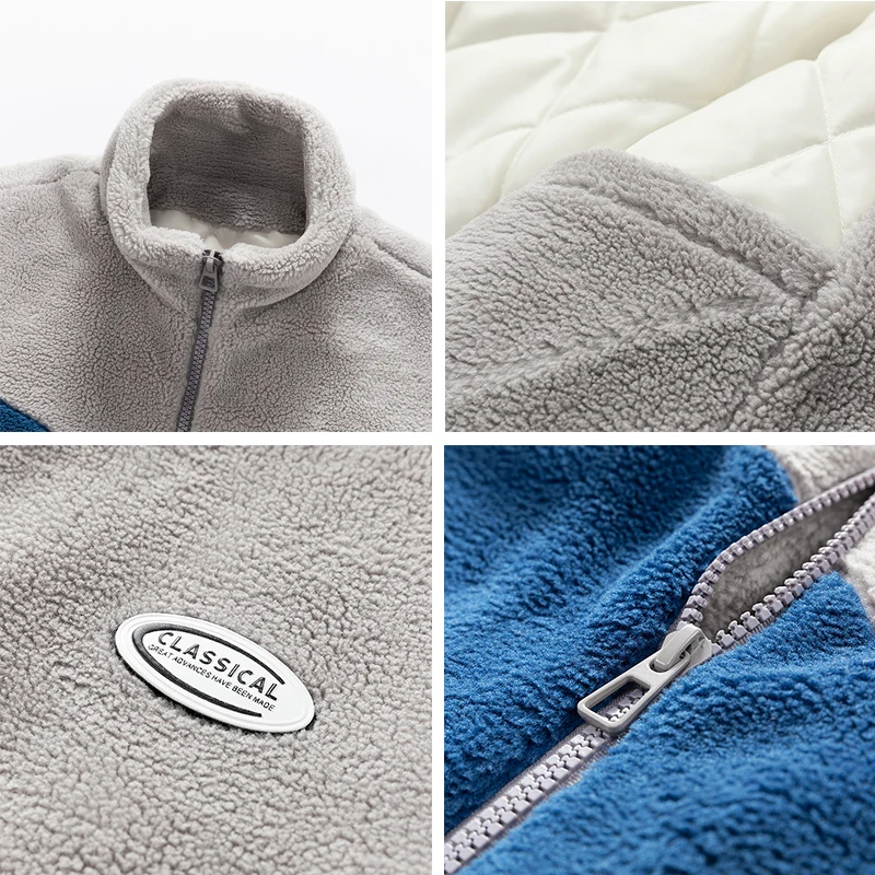 2024 Zippered Warm Jacket Winter Men's and Women's Couple Clothes Casual Fleece Warm Coat Classic Fleece Bomber Jacket Men