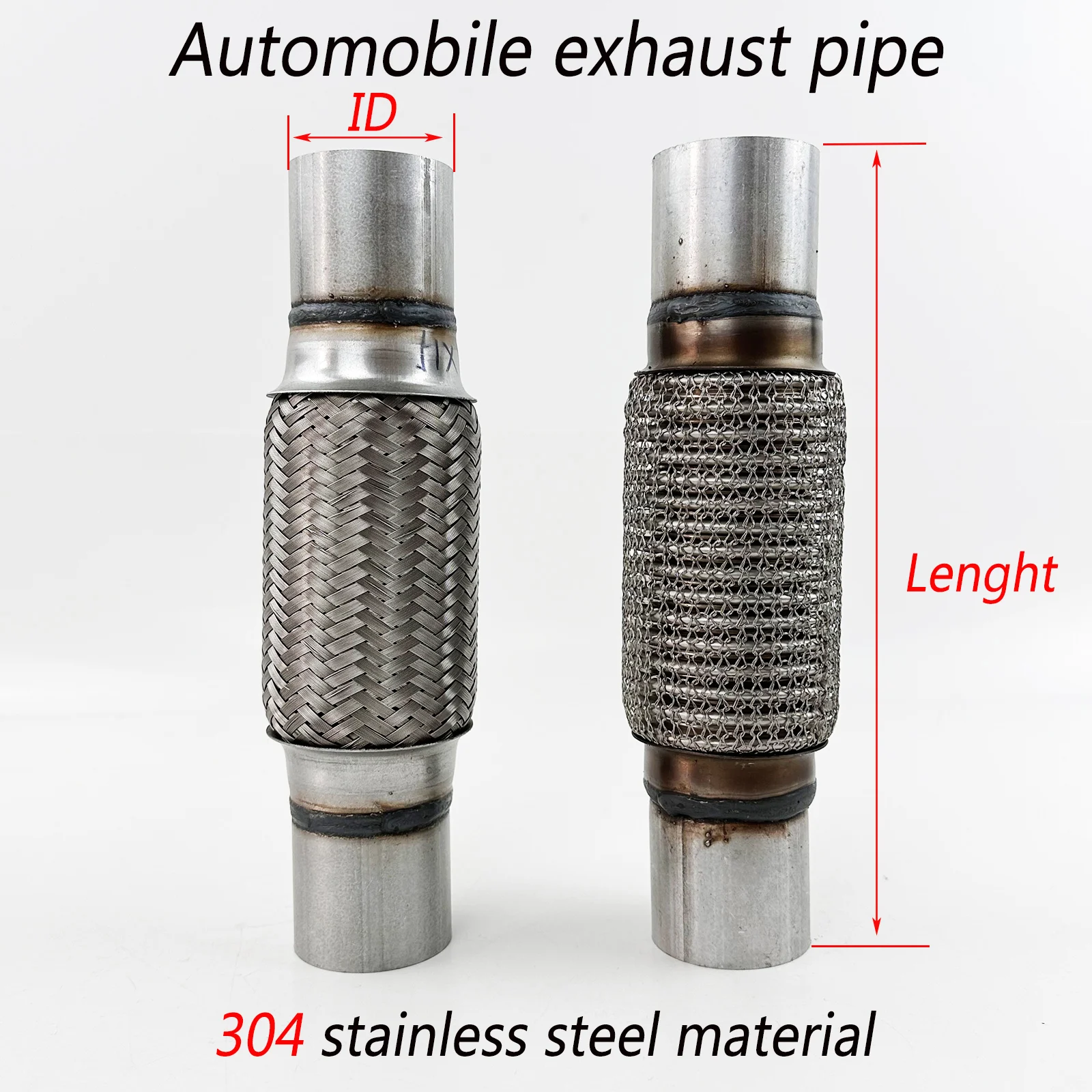 ท่อไอเสียสแตนเลส 304 และท่อลูกฟูกท่อไอเสียทนอุณหภูมิสูงสําหรับรถยนต์/SUV/รถบรรทุกที่เข้ากันได้ 1