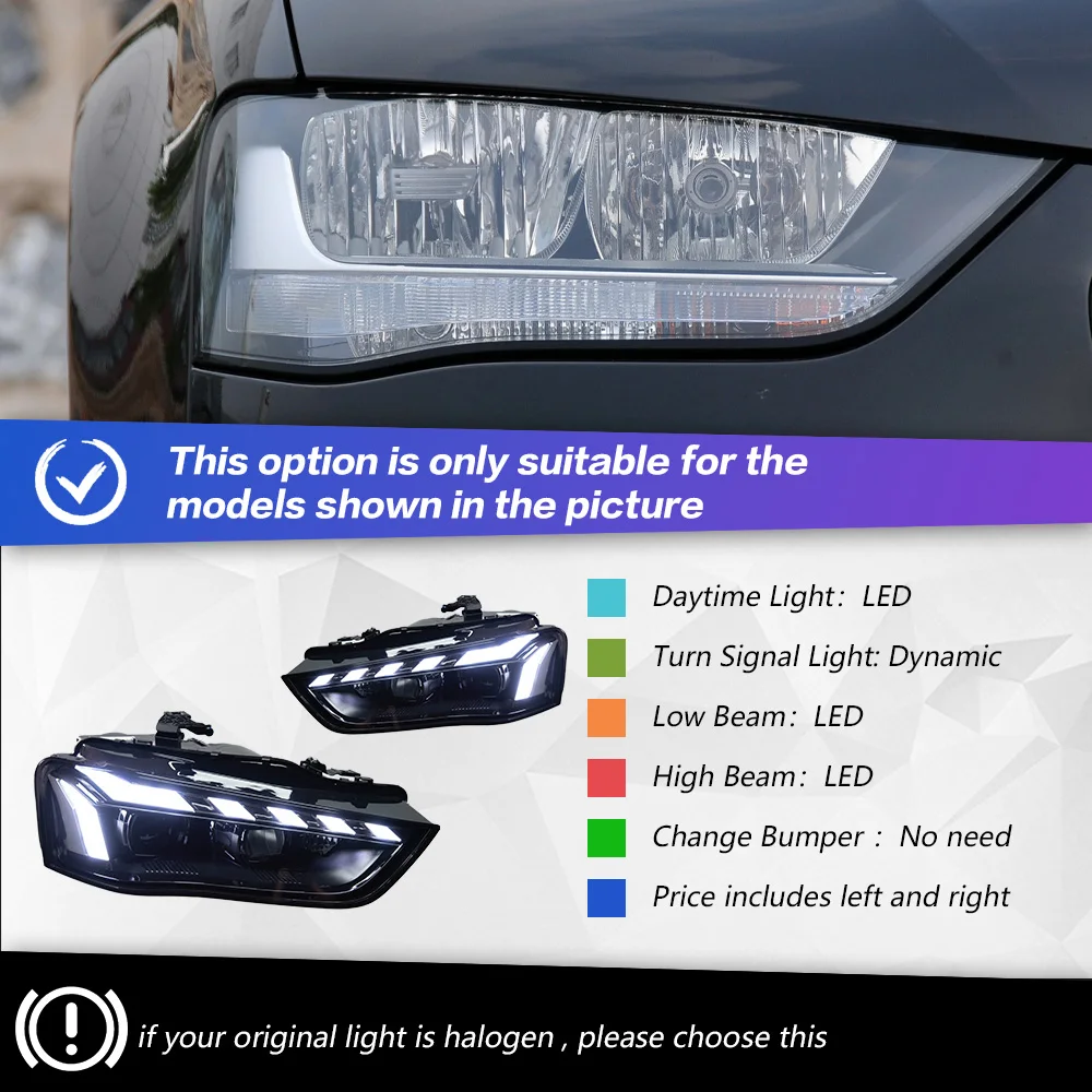 アウディ用LEDヘッドランプ、a4、b8.5、a4l、s4、ヘッドランプ、drl