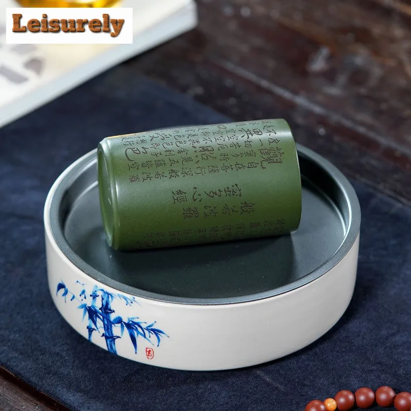 200ml Yixing Purple Clay Heart Sutra Teacup Zen Tea Bowl Jug Tea-tasting Meditation Cup Jianzhan Master Cups Teaware Collection