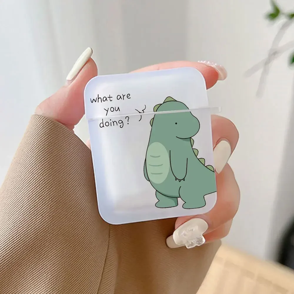 Charming Dinosaur Couple TPU Case - Adorable Earbud Accessory Skin