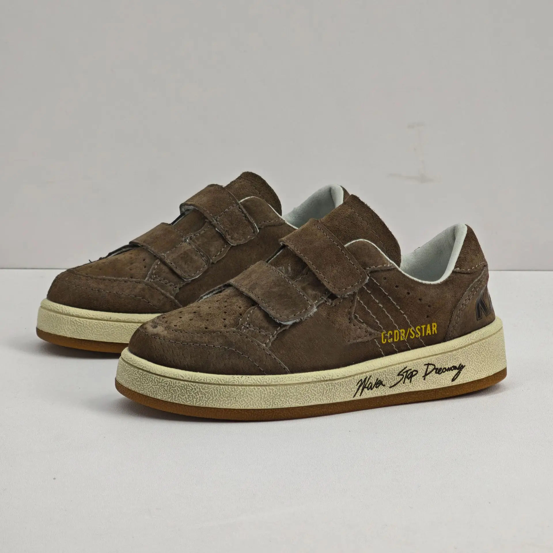 봄 신상 아동용 남아 여아 레트로 천연 가죽 빈티지 더티 슈즈  남녀 공용 경량 러닝 트레이너