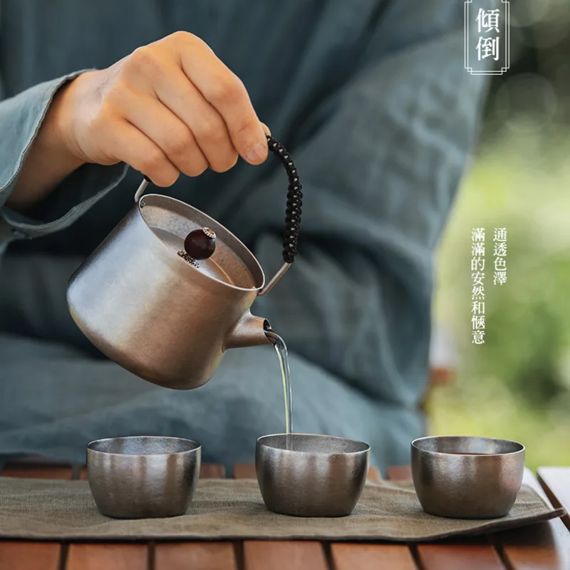 Naturehike Titanium Tea Set Pure Titanium Teacup Outdoor Tea Maker Teapot Water Cup Drinking Tool Utensils