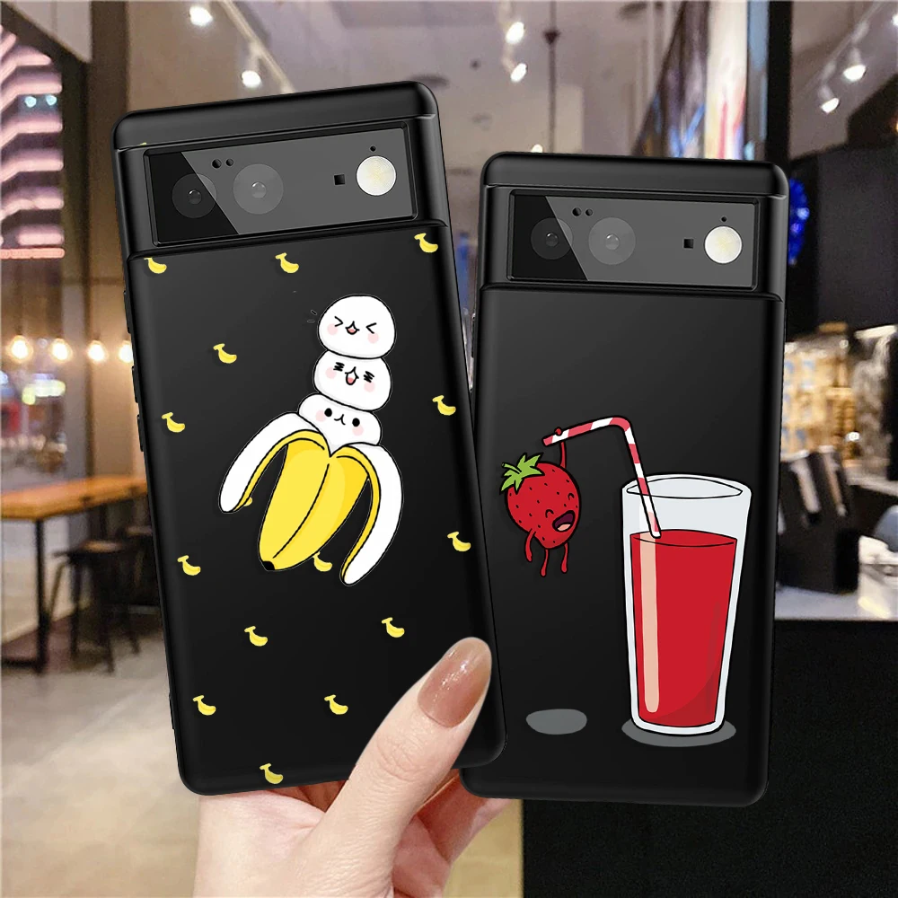 Funny Banana Strawberry Case Per Google Pixel 7A 7Pro 7 6A 6 6Pro 5 5A 5G 4Xl 4 3Xl 3 3A 3Axl 4A Luxury Soft Tpu Cover Fundas