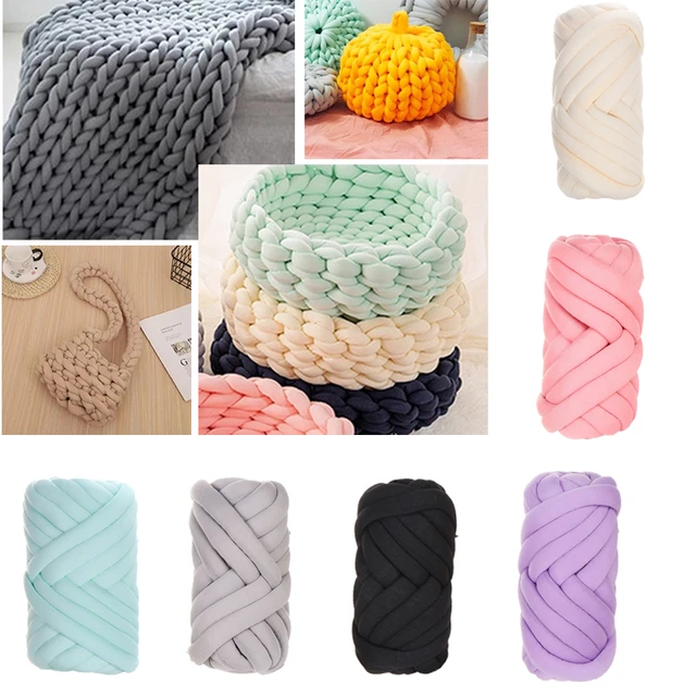 Polyester Chunky Yarn Tube Giant Yarn Washable Hand Knit Bulky Chunky Yarn  Jumbo - AliExpress