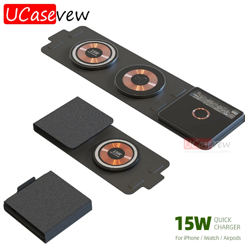 3In1 Magnetic Wireless Charger Foldable 15W For Iphone 12 13 14 Pro Max Plus Watch 7 6 5 Airpods Portable Wireless Charge Holder