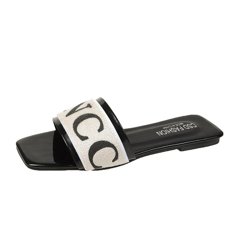 

2022new Arrive Design Summer Women Slides Fashion Letters Flat Heels Woman House Casual Slippers Trendy Plus Size 35-42