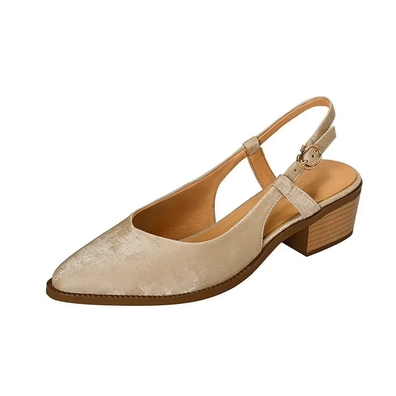 High Heels Leather Pumps for Women Slingbacks Spring Summer Sandals Fashion Shoes Woman High Heels Comfort Pumps Sandals