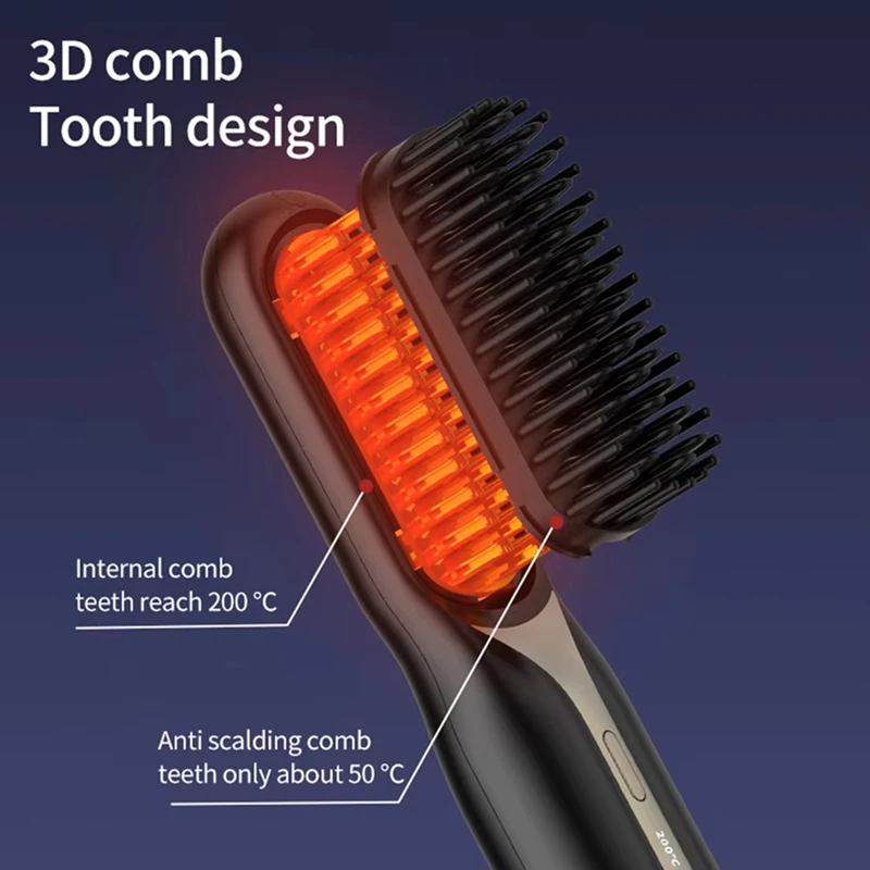 B58B-Electric Hot Comb Hair Straightener-Fast Heating, Portable, Anti-Scald, Ideal For Travel, Beard & Hair Styling