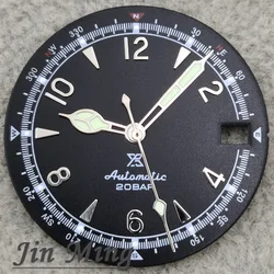 Premium Multicolor Date Watch Dial with Green Luminous Finish - Matte 28.5mm (Black Silver A2)