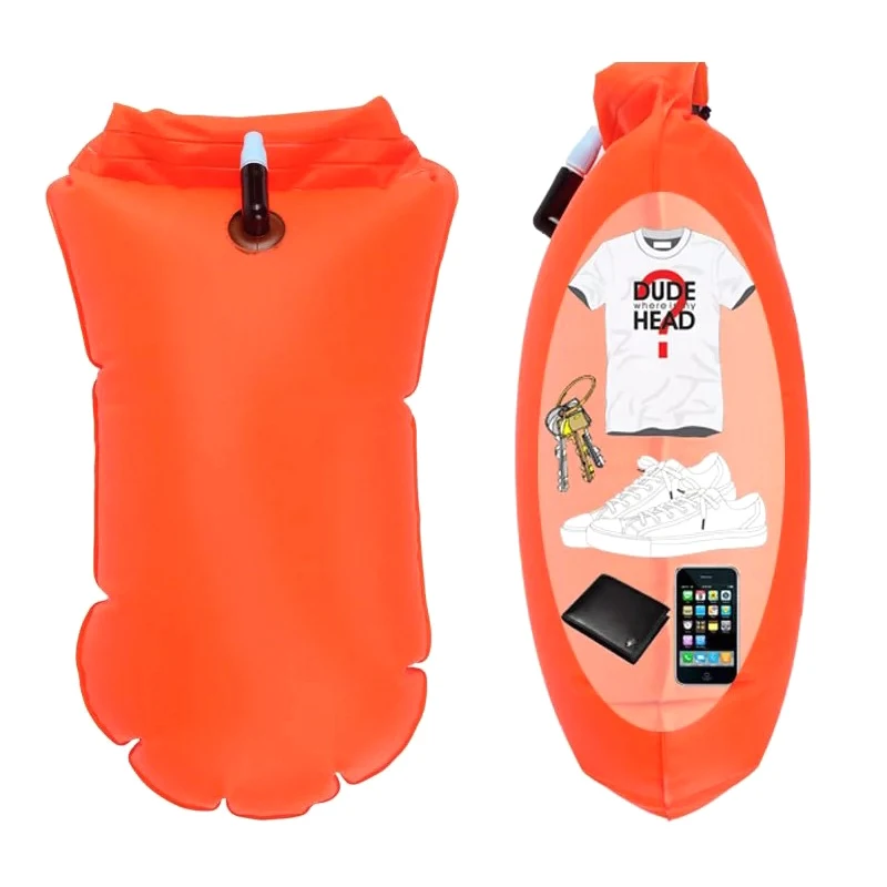 Swimming Bucket Dry Bag Inflatable Open Swimming Buoy Tow Floating Bag Waterproof Double Air Bags Water Sport Safety Bags swimming buoy
